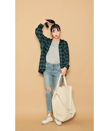 HOTPING | オーバーシルエットフード付きチェックシャツ(シャツ/ブラウス)