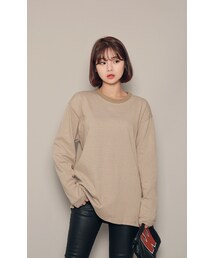 HOTPING | 細ボーダー柄ラウンドネックTシャツ(Tシャツ/カットソー)