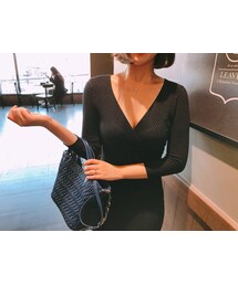 HOTPING | ラップテイストリブタイトワンピース(ワンピース)