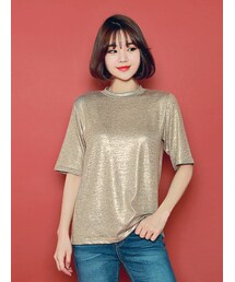 HOTPING | ハーフスリーブグリッターTシャツ(Tシャツ/カットソー)
