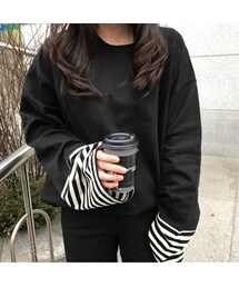 HOTPING | ボーダーポイントビビッドカラーロンT (Tシャツ/カットソー)