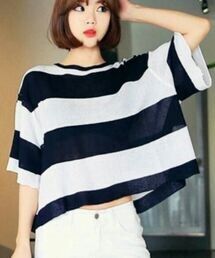 HOTPING | ボーダーバイカラーサマーニット(ニット/セーター)