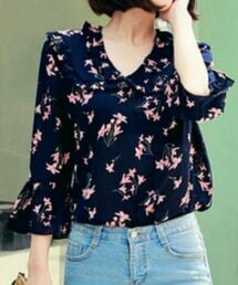 HOTPING | フリルポイントフローラルブラウス(シャツ/ブラウス)