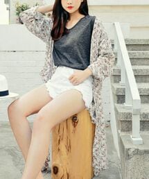 HOTPING | フラワーパターンオープンガウン(その他アウター)