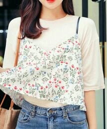 HOTPING | ハーフスリーブラウンドネックTシャツ(Tシャツ/カットソー)