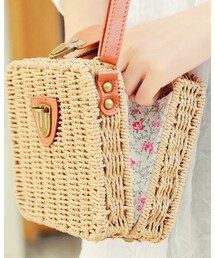 HOTPING | フロントバックルラタンショルダーバッグ(かごバッグ)