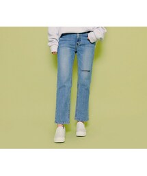 HOTPING | ニーカットポイントストレートデニムパンツ(デニムパンツ)