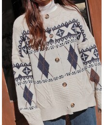 HOTPING | アーガイルミックスパターンニットカーディガン

(カーディガン/ボレロ)