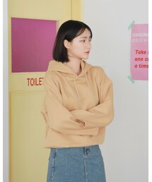 HOTPING | シアサッカーラップ風ティアードチェックワンピース(パーカー)