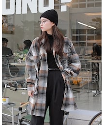 HOTPING | チェックパターンオーバーフィット起毛シャツ(シャツ/ブラウス)