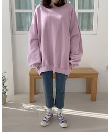 HOTPING | 両起毛ルーズフィット無地スウェット

(スウェット)