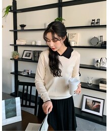 HOTPING | 配色カラーネックベーシックニット(ニット/セーター)