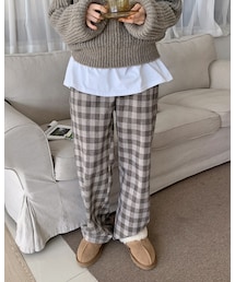 HOTPING | ハイウエストギンガムチェックワイドパンツ

(その他パンツ)