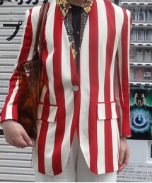 ストライプジャケット(ノーカラージャケット)