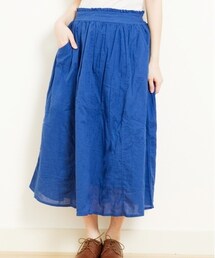 earth music&ecology | 皺折感棉麻長裙(スカート)