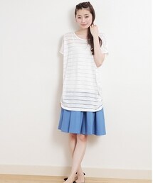 earth music&ecology | 蕾絲壓花素面條文長版上衣(その他トップス)