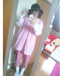 ｻﾝﾄﾆﾌﾞﾝﾉｲﾁのギンガムロンＴ(Tシャツ/カットソー)