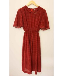 レトロワンピース　赤チェック(ワンピース)