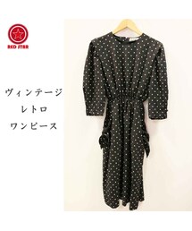 レトロワンピース ドット柄(ワンピース)
