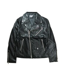 PU LEATHER Riders Jacket（BLACK）(ライダースジャケット)