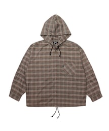 CALM. GLEN CHECK HOOD SHIRTS JACKET（BROWN）(その他アウター)