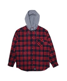 GIMME FIVE HOOD CHECK L/S SHT（RED）(シャツ/ブラウス)