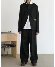 SUNSEA | SNM-BLUE w/耳 STRAIGHT PANTS(スラックス)