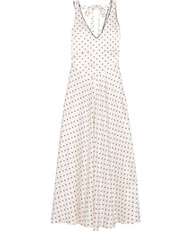 open-back polka-dot satin maxi dress(ドレス)