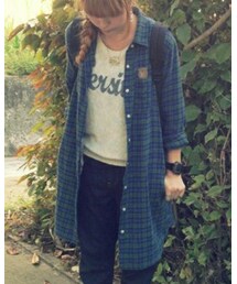 GU | チェックシャツワンピ(シャツワンピース)