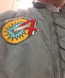 VINTAGE | 裏グレーのMA-1 スコードロンパッチ付き(ナイロンジャケット)