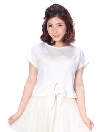 LIZ LISA | ３Ｄフラワー×バックレース切替Ｔシャツ(Tシャツ/カットソー)