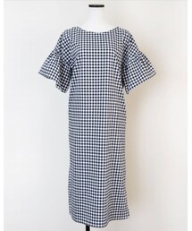 no brand | 【Marient】2WAYギンガムチェックフレアスリーブOP(ワンピース)