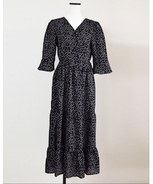 no brand | 【Marient】ドット柄フレアOP(ワンピース)