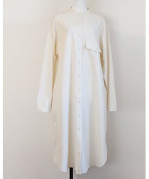 no brand | T/CスタンドカラーオーバーロングシャツOP(ワンピース)
