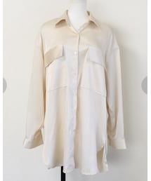 no brand | 【Marient】サテンオーバーシャツBL(シャツ/ブラウス)