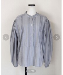 no brand | 【Marient Online Store】バックリボンストライプバルーンスリ－ブBL(シャツ/ブラウス)