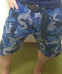 GLOBAL WORK | ベルト付きカモフラ(青)ハーフパンツ
(その他パンツ)