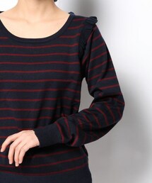 DISCOAT | 肩フリル。ボーダー。(ニット/セーター)