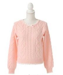 DearMyLove | Dear my love [ハートケーブル編みセータースカラップリボンガーリーニットプルオーバートップス](ニット/セーター)