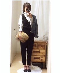 また半分だけ羽織る 笑💕 | デニムジャケット