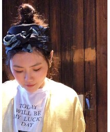 UNIQLO | uniqloで買った#hanatajima のスカーフだけど、バンダナとしてアレンジした(ストール/ショール)