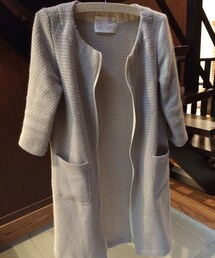 no brand | ノーカラーのツイードコート(ノーカラージャケット)