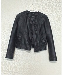 AZUL by moussy | 襟があったんですけどあまり好きじゃなかったのでお直し屋さんで取ってもらいノーカラージャケットにしてもらいました☆(ライダースジャケット)