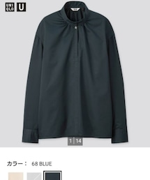 UNIQLO | コットンサテンスタンドカラーシャツ(シャツ/ブラウス)