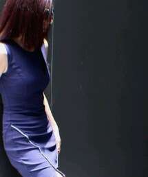 mystatice.com | MODERN ROUND NECK CURVED HEM SLIM FITTED DRESS - Deep Blue (free ship worldwide)(ワンピース)