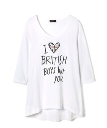 LOVFEE | 英國國旗英文印花七分袖上衣
(Tシャツ/カットソー)