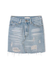 LOVFEE | 丹寧水洗刷破抽鬚牛仔裙
(スカート)