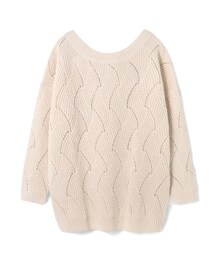 LOVFEE | 柔美弧線縷背蝴蝶綁帶毛衣(ニット/セーター)