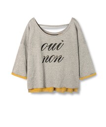 LOVFEE | oui non草寫印花背挖洞上衣(Tシャツ/カットソー)