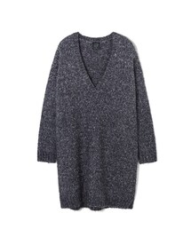 LOVFEE | 俐落剪裁長版V領麻花毛衣(ニット/セーター)